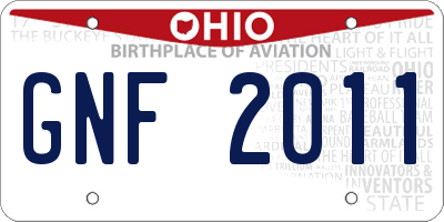 OH license plate GNF2011