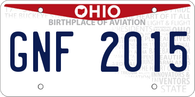 OH license plate GNF2015