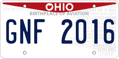 OH license plate GNF2016