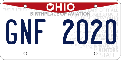 OH license plate GNF2020