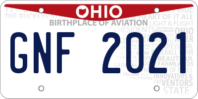 OH license plate GNF2021