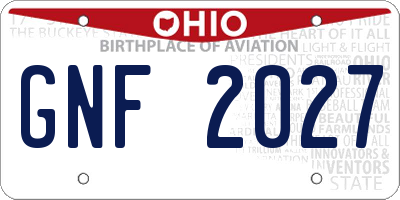 OH license plate GNF2027