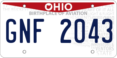 OH license plate GNF2043