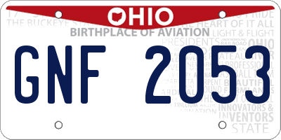 OH license plate GNF2053