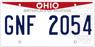 OH license plate GNF2054