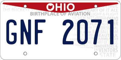OH license plate GNF2071