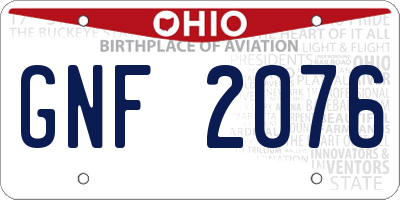OH license plate GNF2076