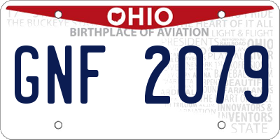 OH license plate GNF2079