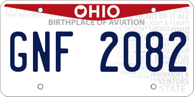 OH license plate GNF2082