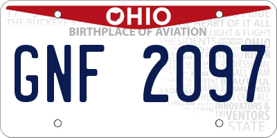 OH license plate GNF2097