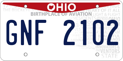 OH license plate GNF2102