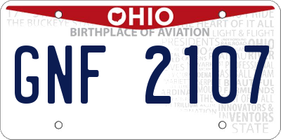 OH license plate GNF2107