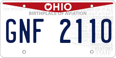 OH license plate GNF2110