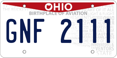 OH license plate GNF2111
