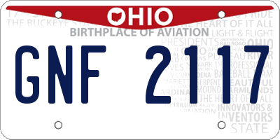 OH license plate GNF2117