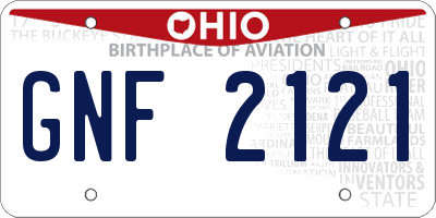 OH license plate GNF2121