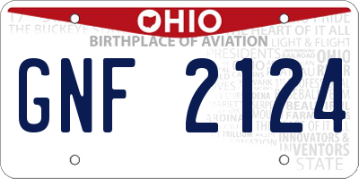 OH license plate GNF2124