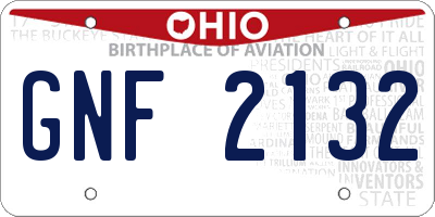 OH license plate GNF2132