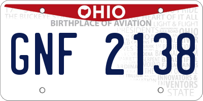 OH license plate GNF2138