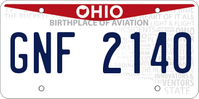 OH license plate GNF2140