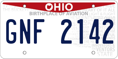 OH license plate GNF2142