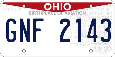 OH license plate GNF2143