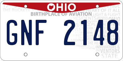 OH license plate GNF2148
