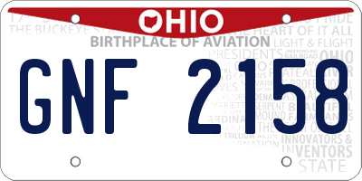OH license plate GNF2158