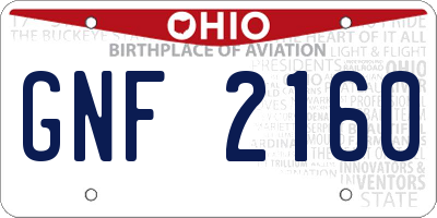 OH license plate GNF2160