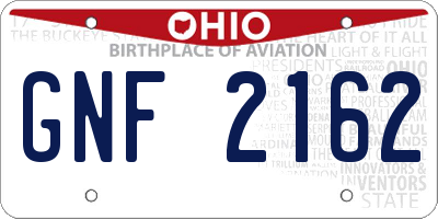 OH license plate GNF2162