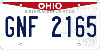 OH license plate GNF2165