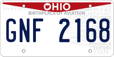 OH license plate GNF2168