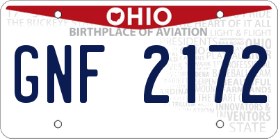 OH license plate GNF2172