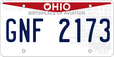 OH license plate GNF2173
