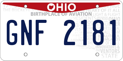 OH license plate GNF2181