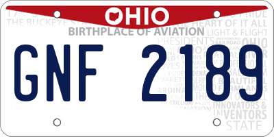 OH license plate GNF2189