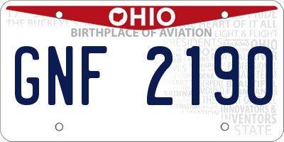 OH license plate GNF2190