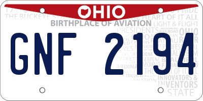 OH license plate GNF2194