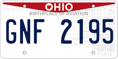 OH license plate GNF2195