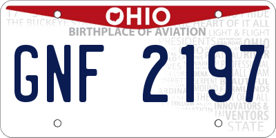 OH license plate GNF2197