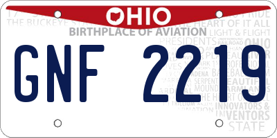 OH license plate GNF2219