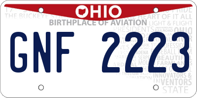 OH license plate GNF2223