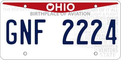 OH license plate GNF2224