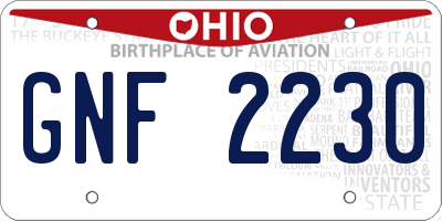 OH license plate GNF2230