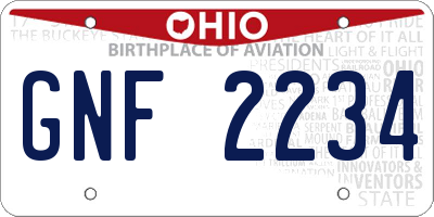 OH license plate GNF2234