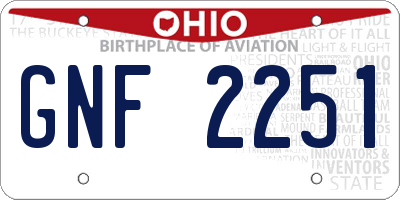 OH license plate GNF2251