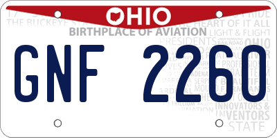 OH license plate GNF2260