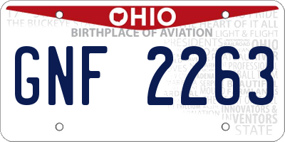 OH license plate GNF2263