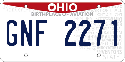 OH license plate GNF2271