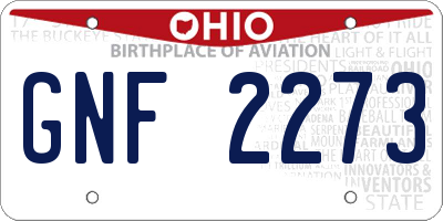 OH license plate GNF2273